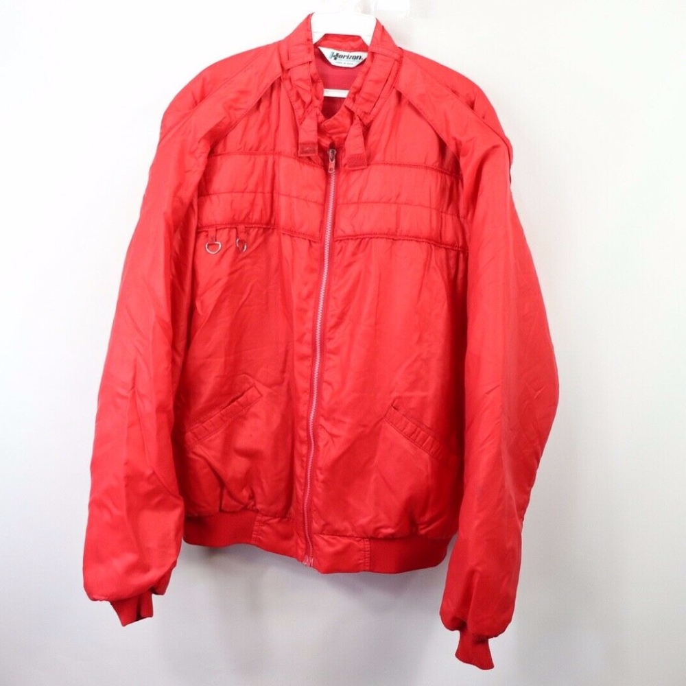 Vintage 80s Full Zip Racing Bomber Jacket Red 2XL